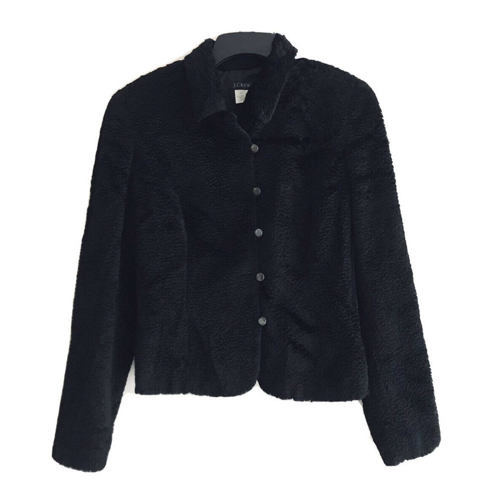 J Crew | Womens Size 2 Black Blazer Plush Button Front Long Sleeves Lined